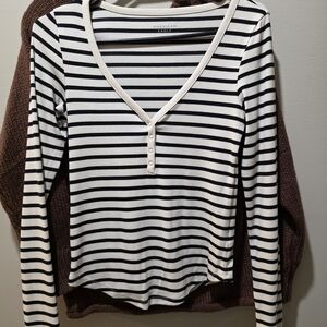 American Eagle Outfitters Striped Long Sleeve Top